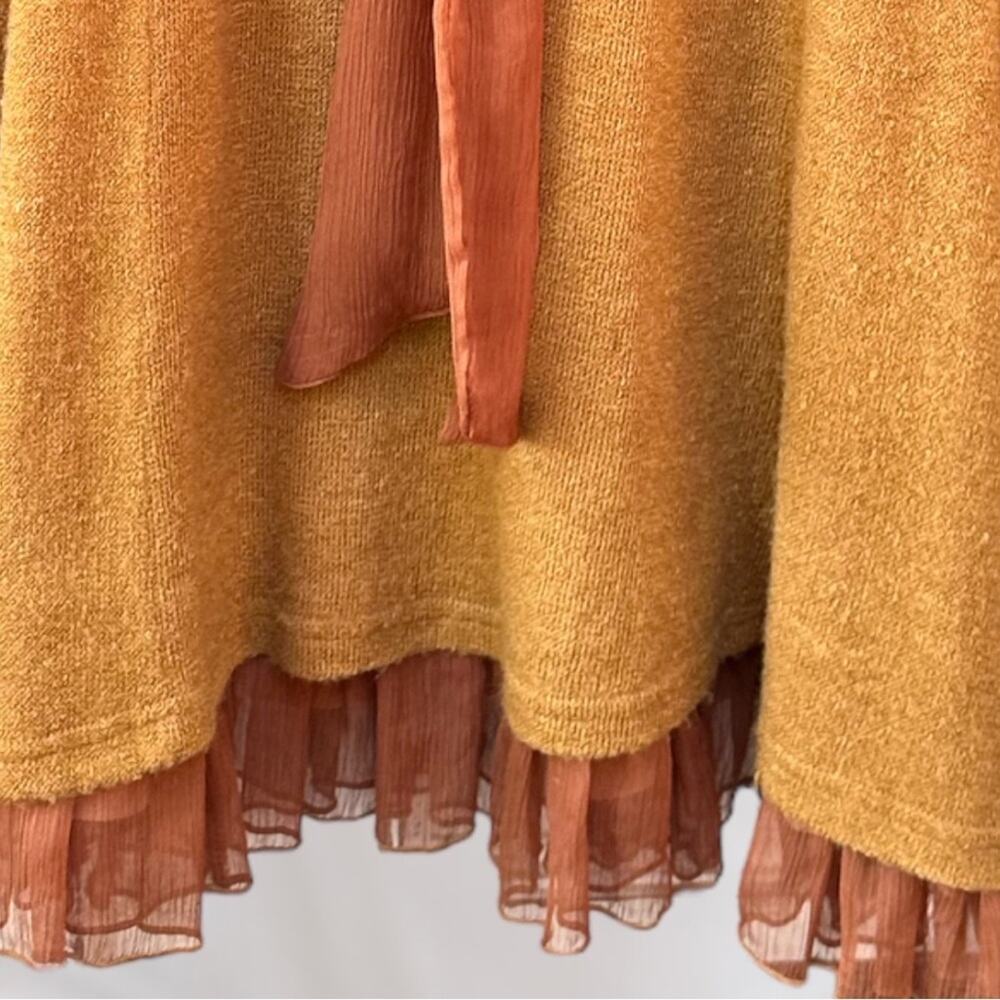 Anthropologie Gorgeous Orange Lace Bow midi Sweater Dress by a’reve Size S - Picture 2 of 8